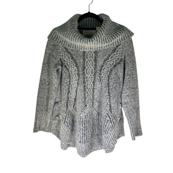 Anthropologie Angel Of The North Wool Cabled Boucle Sweater M Gray - Picture 14 of 15